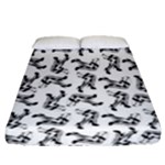 Erotic Pants Motif Black And White Graphic Pattern Black Backgrond Fitted Sheet (Queen Size)