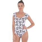 Erotic Pants Motif Black And White Graphic Pattern Black Backgrond Short Sleeve Leotard 