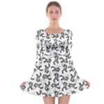 Erotic Pants Motif Black And White Graphic Pattern Black Backgrond Long Sleeve Skater Dress