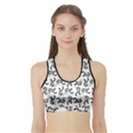 Erotic Pants Motif Black And White Graphic Pattern Black Backgrond Sports Bra with Border