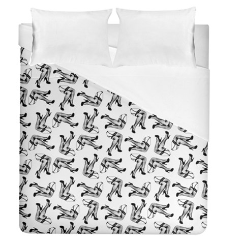 Erotic Pants Motif Black And White Graphic Pattern Black Backgrond Duvet Cover (Queen Size) from ArtsNow.com