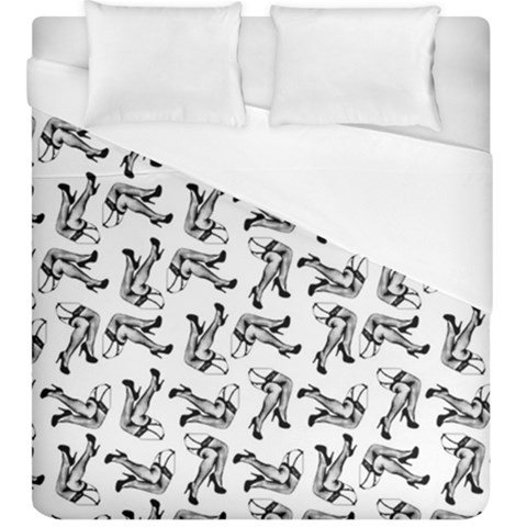 Erotic Pants Motif Black And White Graphic Pattern Black Backgrond Duvet Cover (King Size) from ArtsNow.com