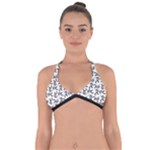 Erotic Pants Motif Black And White Graphic Pattern Black Backgrond Halter Neck Bikini Top