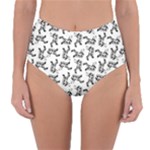 Erotic Pants Motif Black And White Graphic Pattern Black Backgrond Reversible High-Waist Bikini Bottoms