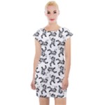 Erotic Pants Motif Black And White Graphic Pattern Black Backgrond Cap Sleeve Bodycon Dress