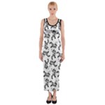 Erotic Pants Motif Black And White Graphic Pattern Black Backgrond Fitted Maxi Dress