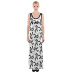 Erotic Pants Motif Black And White Graphic Pattern Black Backgrond Thigh Split Maxi Dress