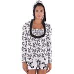 Erotic Pants Motif Black And White Graphic Pattern Black Backgrond Long Sleeve Hooded T-shirt