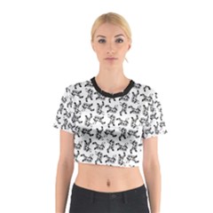 Erotic Pants Motif Black And White Graphic Pattern Black Backgrond Cotton Crop Top from ArtsNow.com