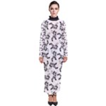 Erotic Pants Motif Black And White Graphic Pattern Black Backgrond Turtleneck Maxi Dress