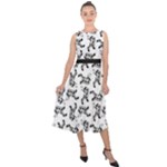 Erotic Pants Motif Black And White Graphic Pattern Black Backgrond Midi Tie-Back Chiffon Dress