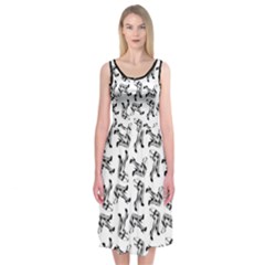 Erotic Pants Motif Black And White Graphic Pattern Black Backgrond Midi Sleeveless Dress from ArtsNow.com