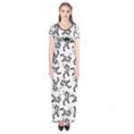 Erotic Pants Motif Black And White Graphic Pattern Black Backgrond Short Sleeve Maxi Dress