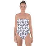 Erotic Pants Motif Black And White Graphic Pattern Black Backgrond Tie Back One Piece Swimsuit