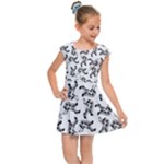 Erotic Pants Motif Black And White Graphic Pattern Black Backgrond Kids  Cap Sleeve Dress