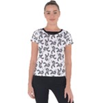 Erotic Pants Motif Black And White Graphic Pattern Black Backgrond Short Sleeve Sports Top 