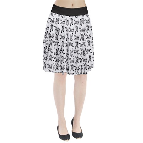 Erotic Pants Motif Black And White Graphic Pattern Black Backgrond Pleated Skirt from ArtsNow.com