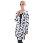 Erotic Pants Motif Black And White Graphic Pattern Black Backgrond Hooded Pocket Cardigan