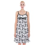 Erotic Pants Motif Black And White Graphic Pattern Black Backgrond Spaghetti Strap Velvet Dress