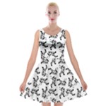 Erotic Pants Motif Black And White Graphic Pattern Black Backgrond Velvet Skater Dress