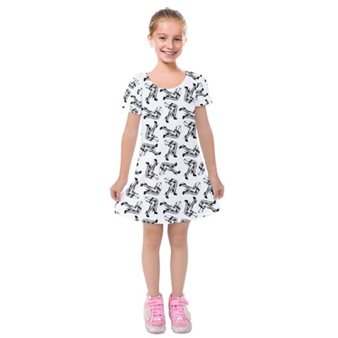 Erotic Pants Motif Black And White Graphic Pattern Black Backgrond Kids  Short Sleeve Velvet Dress from ArtsNow.com