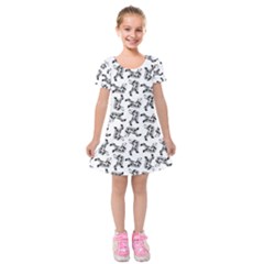 Erotic Pants Motif Black And White Graphic Pattern Black Backgrond Kids  Short Sleeve Velvet Dress from ArtsNow.com