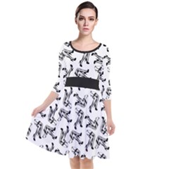 Quarter Sleeve Waist Band Dress 