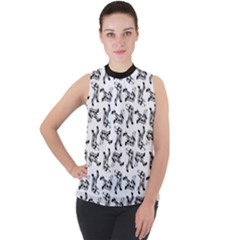 Mock Neck Chiffon Sleeveless Top 