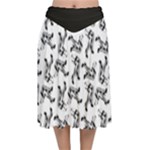 Erotic Pants Motif Black And White Graphic Pattern Black Backgrond Velvet Flared Midi Skirt