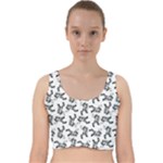 Erotic Pants Motif Black And White Graphic Pattern Black Backgrond Velvet Racer Back Crop Top