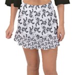 Erotic Pants Motif Black And White Graphic Pattern Black Backgrond Fishtail Mini Chiffon Skirt