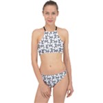 Erotic Pants Motif Black And White Graphic Pattern Black Backgrond Halter Bikini Set