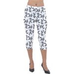 Erotic Pants Motif Black And White Graphic Pattern Black Backgrond Lightweight Velour Capri Leggings 