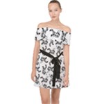 Erotic Pants Motif Black And White Graphic Pattern Black Backgrond Off Shoulder Chiffon Dress