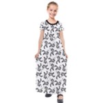 Erotic Pants Motif Black And White Graphic Pattern Black Backgrond Kids  Short Sleeve Maxi Dress