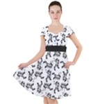 Erotic Pants Motif Black And White Graphic Pattern Black Backgrond Cap Sleeve Midi Dress