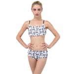 Erotic Pants Motif Black And White Graphic Pattern Black Backgrond Layered Top Bikini Set