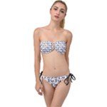 Erotic Pants Motif Black And White Graphic Pattern Black Backgrond Twist Bandeau Bikini Set