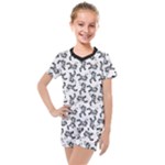 Erotic Pants Motif Black And White Graphic Pattern Black Backgrond Kids  Mesh T-Shirt and Shorts Set