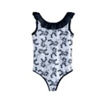 Erotic Pants Motif Black And White Graphic Pattern Black Backgrond Kids  Frill Swimsuit