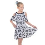 Erotic Pants Motif Black And White Graphic Pattern Black Backgrond Kids  Shoulder Cutout Chiffon Dress