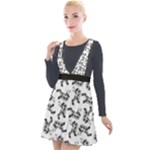 Erotic Pants Motif Black And White Graphic Pattern Black Backgrond Plunge Pinafore Velour Dress