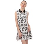 Erotic Pants Motif Black And White Graphic Pattern Black Backgrond Sleeveless Shirt Dress