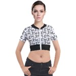 Erotic Pants Motif Black And White Graphic Pattern Black Backgrond Short Sleeve Cropped Jacket