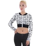 Erotic Pants Motif Black And White Graphic Pattern Black Backgrond Long Sleeve Cropped Velvet Jacket