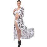 Erotic Pants Motif Black And White Graphic Pattern Black Backgrond Maxi Chiffon Beach Wrap