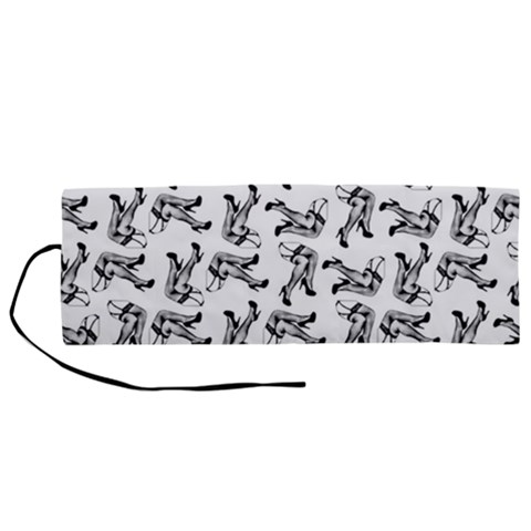 Erotic Pants Motif Black And White Graphic Pattern Black Backgrond Roll Up Canvas Pencil Holder (M) from ArtsNow.com