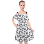 Erotic Pants Motif Black And White Graphic Pattern Black Backgrond Kids  Cut Out Shoulders Chiffon Dress