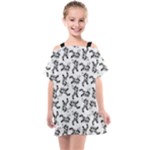 Erotic Pants Motif Black And White Graphic Pattern Black Backgrond Kids  One Piece Chiffon Dress