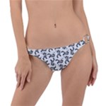 Erotic Pants Motif Black And White Graphic Pattern Black Backgrond Ring Detail Bikini Bottoms